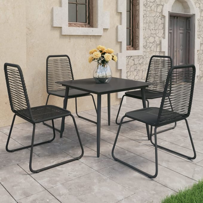 vidaXL - 5-delige - Tuinset - PVC-rattan - zwart