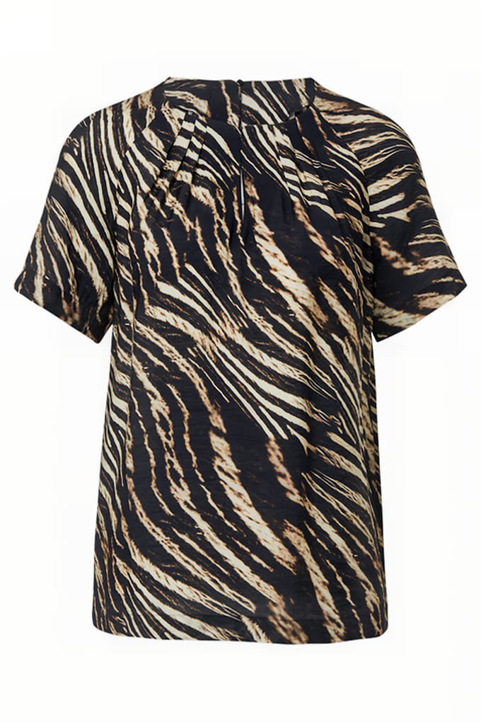 Blouse met abstracte print en plooien voor dames COMMA