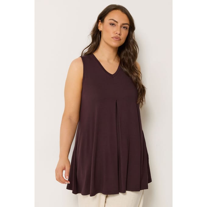 Yours Chocoladebruine Top Met Geplooide Voorkant Size 42