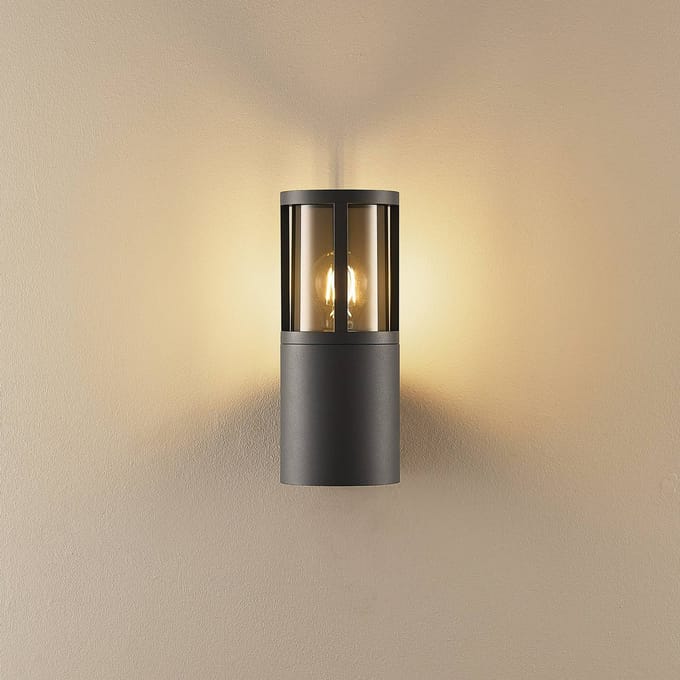 Deko-Light Facado II buitenwandlamp, grijs/smokegrijs Ø 11 cm IP65 metaal