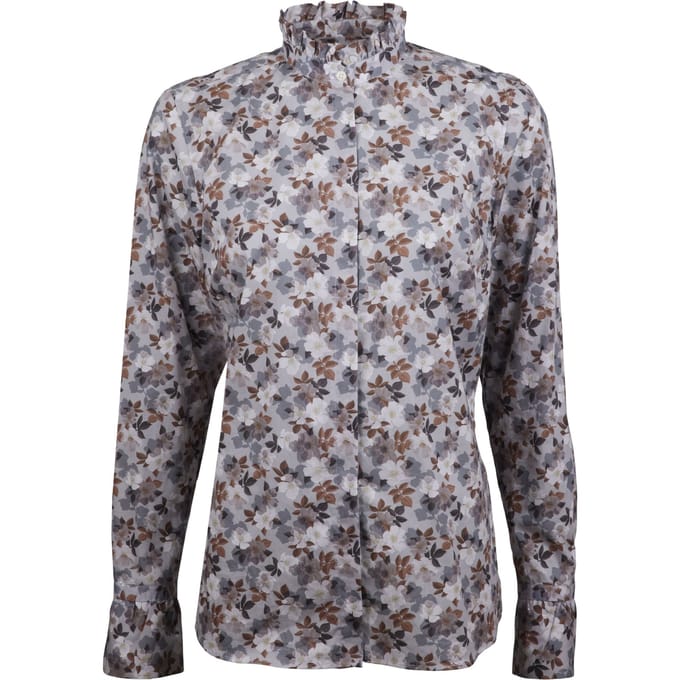 Stenströms Darya Blouse Light Grey Pattern Maat: 34 | Longsleeves Outlet | Dames | Wit