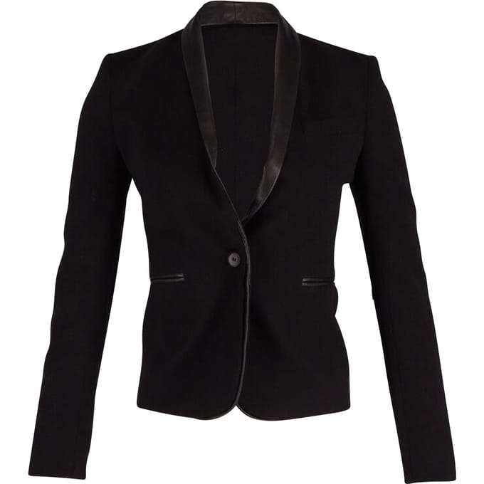 Maje Blazer met contrasterende bies in zwarte wol