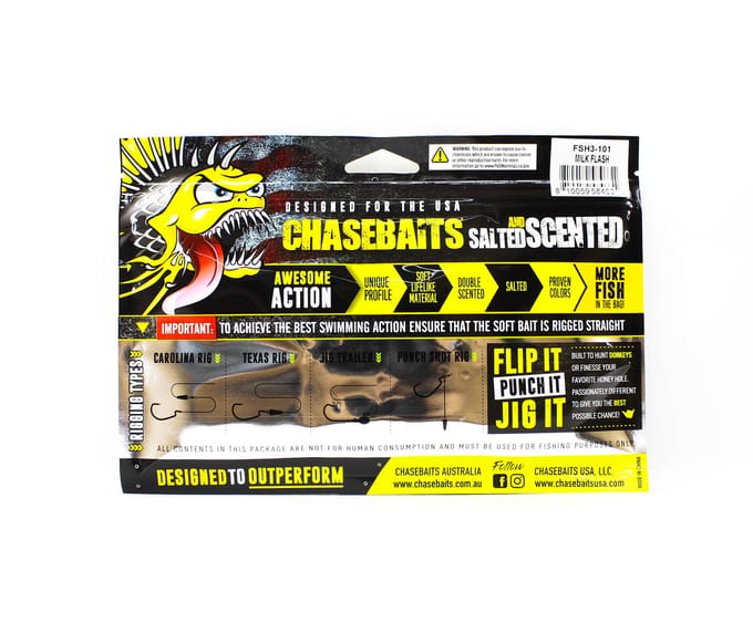Chasebaits Flacid Shad 3inch Zacht Aas 7/Verpakking Melk Flash (4631)