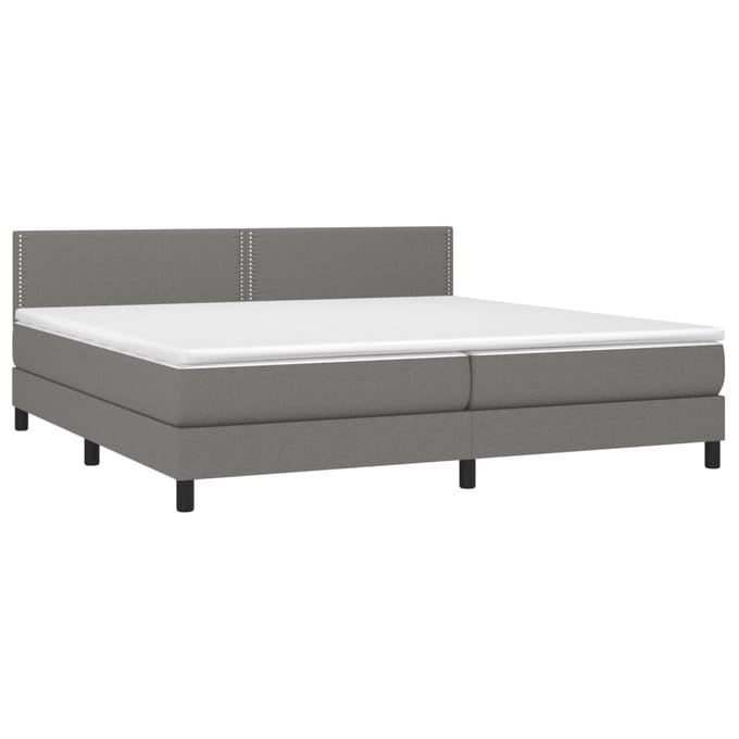 vidaXL - Boxspring - met - matras - en - LED - stof - donkergrijs - 200x200 - cm