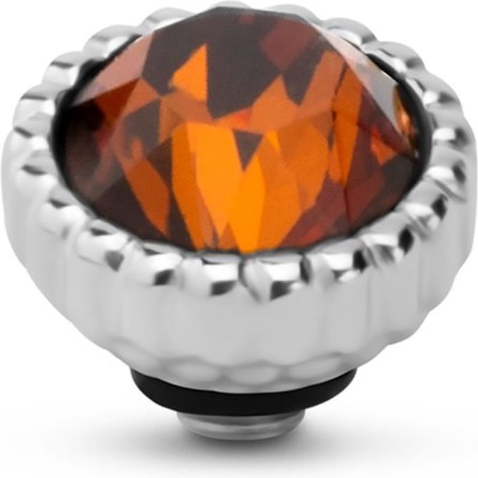 Melano Twisted Bali Petite Steentje Smoked Amber | Zilver