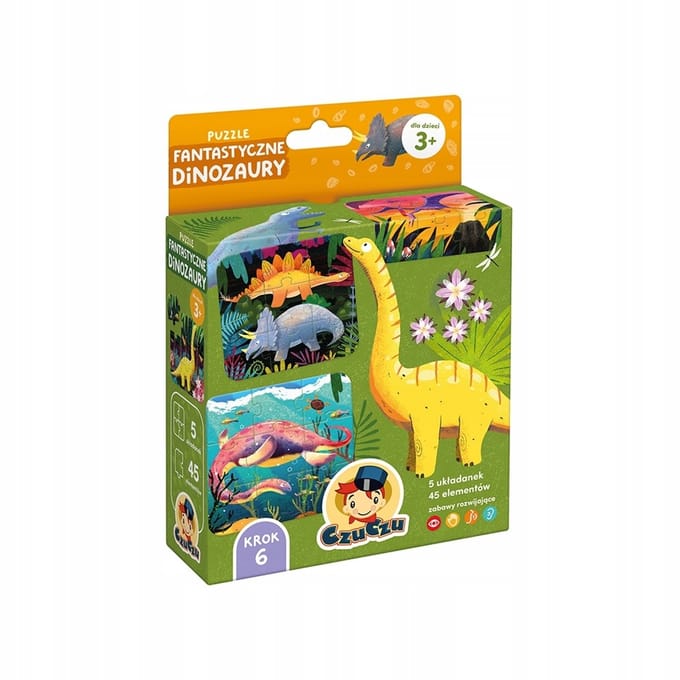 CzuCzu Dino Puzzels 3+ - 9 Puzzels met 45 Stukjes