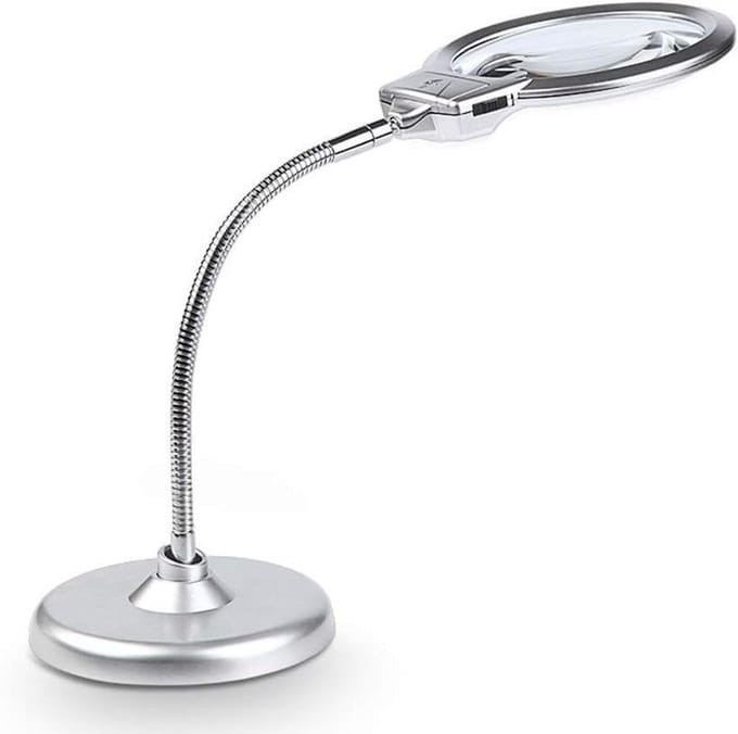 Vergrootglas Bureau - Leeslamp Flexibel - Hobby Knutselen - Led Verlichting - 125Mm Lens - Wit