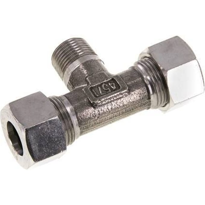 15L & M18x1.5 (con) RVS T-stuk Snijringkoppeling Buitendraad 315bar ISO 8434-1