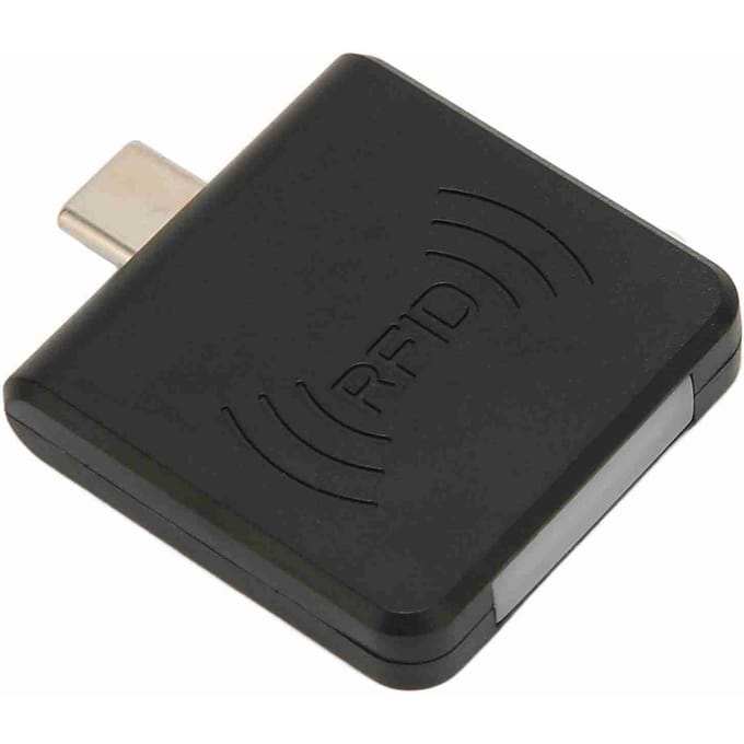 Lecteur de carte à puce portable RFID 125 kHz, interface type C, noir noir