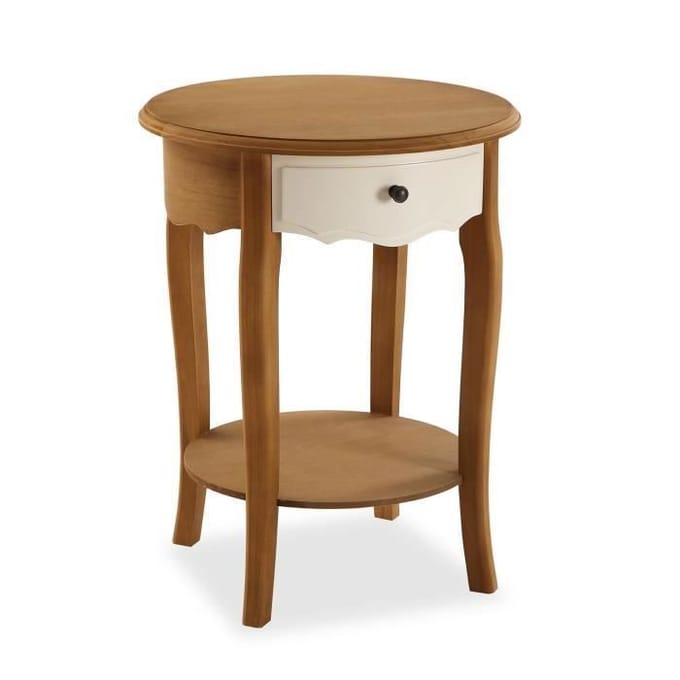Table de chevet Kaira - 65,5 x 50 x 50 cm - Table d'appoint avec tiroir en Bois - marron et blanc - Versa