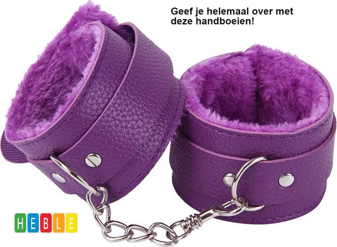 Beginner-BDMS-Erotische-Speeltjes: Paarse Pluche Handboeien - van Heble®