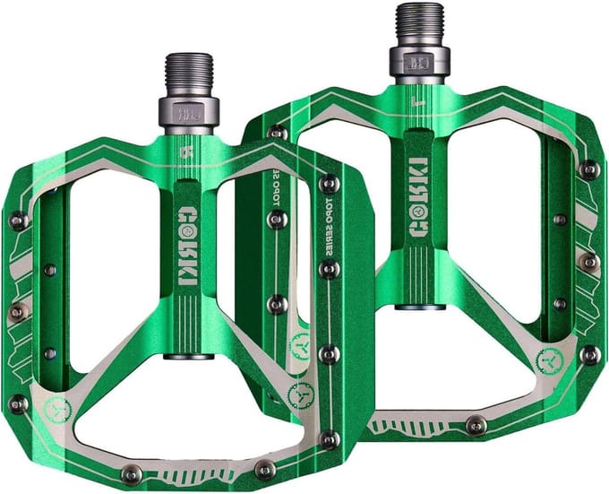 Extra grote platte aluminium legering MTB pedalen - brede platform pedalen 9/16" (zwart-rood)