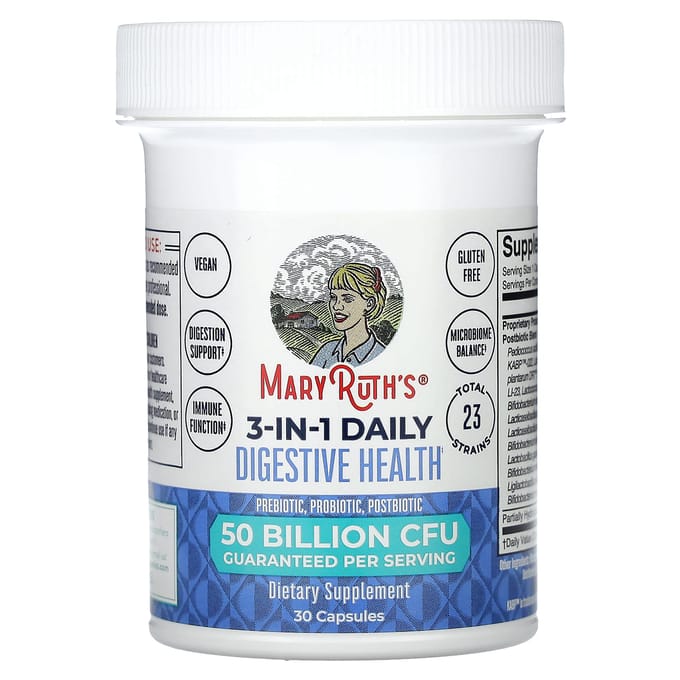 MaryRuth's, Santé Digestive Quotidienne 3-en-1, 50 milliards d'UFC, 30 gélules