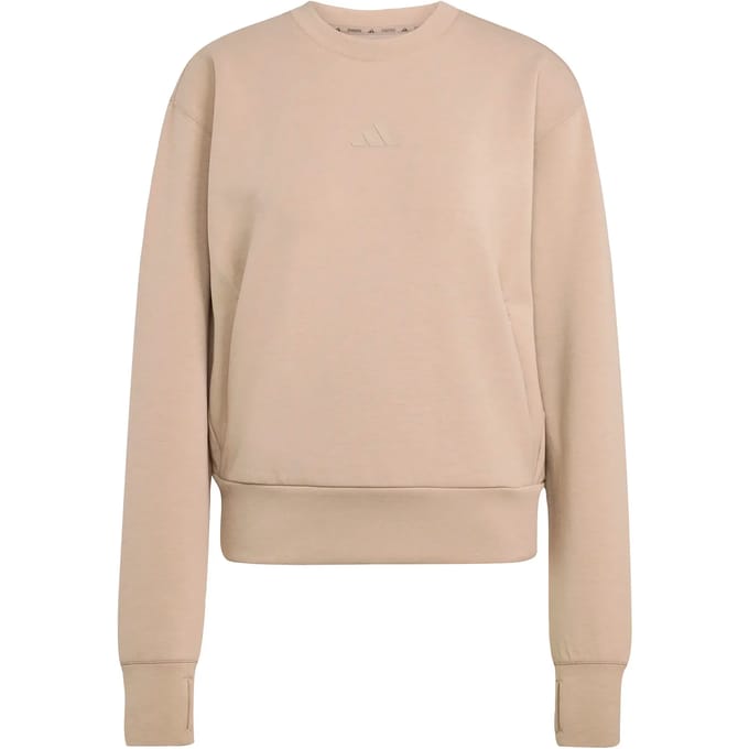Adidas Designed For Training Warm-up Crewneck Sweatshirt Beige XS Vrouw