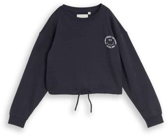 Tom Tailor - Cropped sweatshirt met print - Maat 152 - Parisien Night Blue