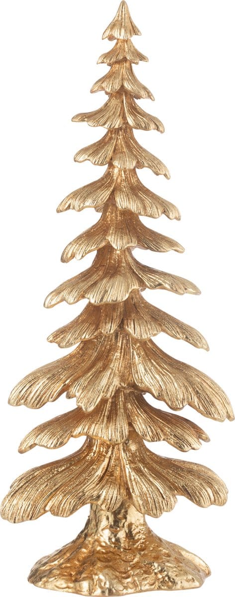 J-Line decoratie Denneboom - polyresin - goud - small