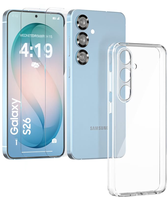 Hoesje geschikt voor Samsung S26 Plus Transparant - 2x screenprotector - beschermglas screen protector - Anti Shock hoesje case
