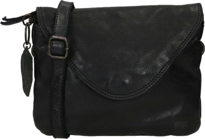 Bear Design Crossbodytas Cow Lavato Leer - zwart