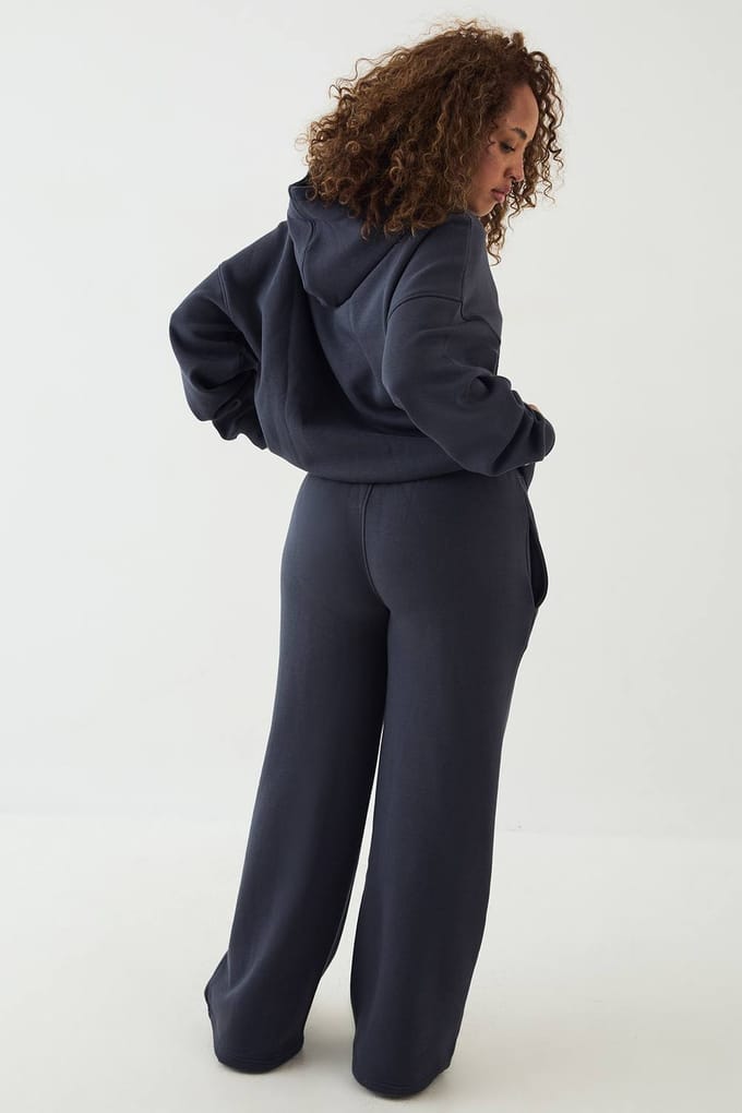 Dames Dsgn Studio Badstof Applique Rechte Pijp Joggingbroek | Midnight Blue | Maat: Medium