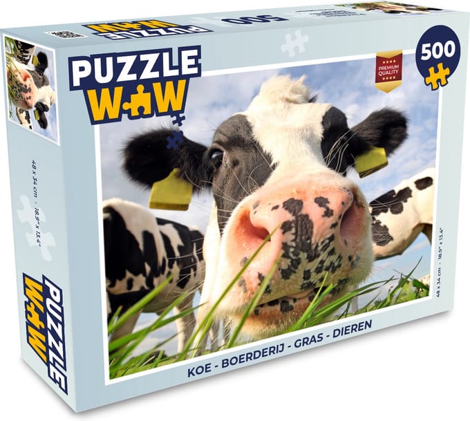 Puzzel Koe - Boerderij - Gras - Dieren - Legpuzzel - Puzzel 500 stukjes