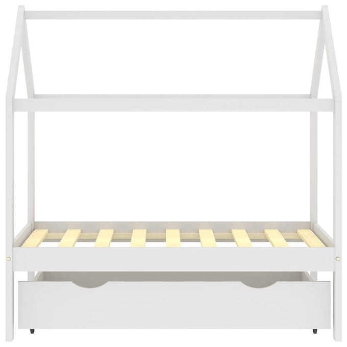 vidaXL - Kinderbedframe - met - lade - massief - grenenhout - 70x140 - cm - wit