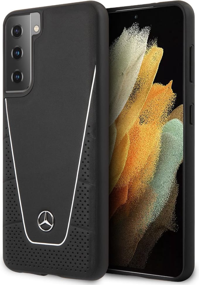 Mercedes-Benz Dynamic Leather Back Cover - Geschikt voor Samsung Galaxy S21 PLUS - Effen Zwart