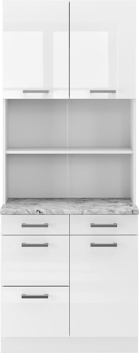 Vicco R-Line Keukenblok – 80 cm, WB Marmer Wit Hoogglans