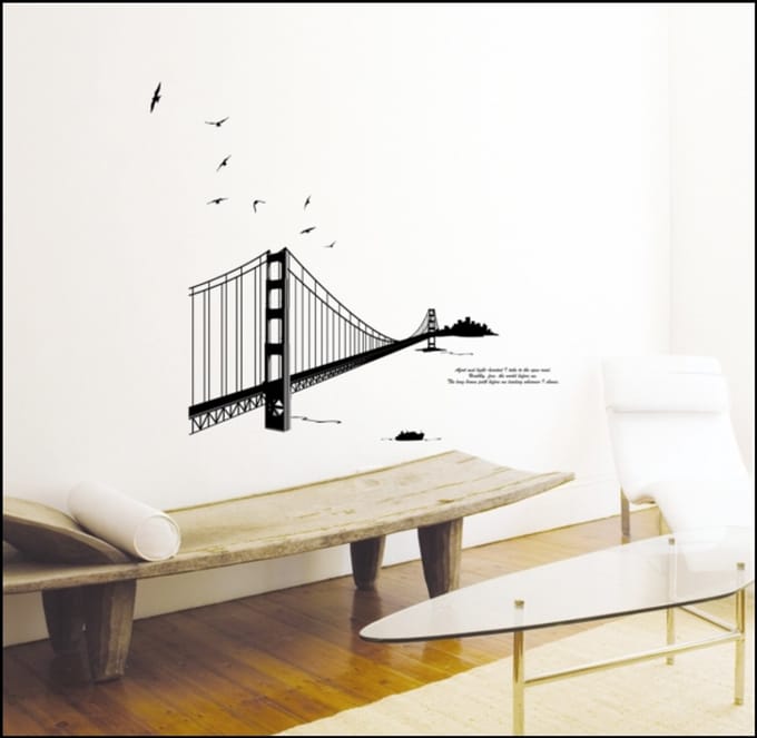 Muurstickers met afbeeldingen van de San Francisco-brug voor decoratie.