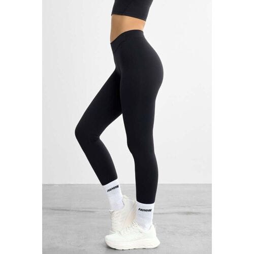 FAMME Mid Waist Softy Leggings Black M