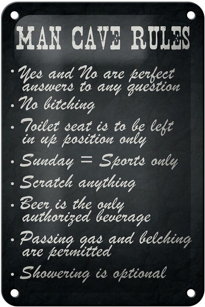 Blechschild Spruch 12x18cm man cave rules Männer Regeln