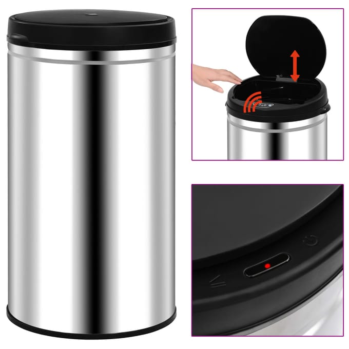 vidaXL - Prullenbak - met - automatische - sensor - 60 - L - roestvrij - staal