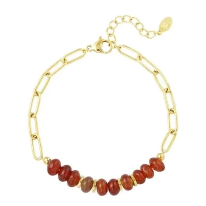 Yehwang Armband Chunky met steentjes Stone goud cognac
