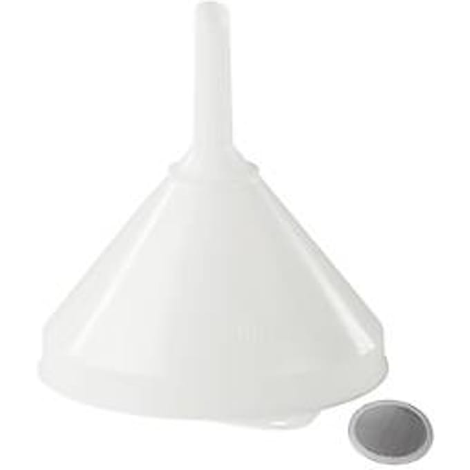 Universele trechter, Ø 208 mm, polyethyleen (HDPE), voedselveilig, met zeef en overlooprand