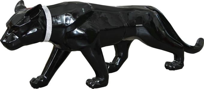In & Out Deco Panter fiberstone lang 143 cm decoratief hoogglans zwart