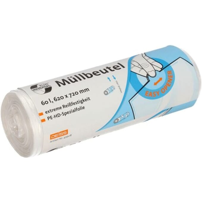 50 afvalzakken »UNIVERSAL PLUS&reg;« 60 liter transparant