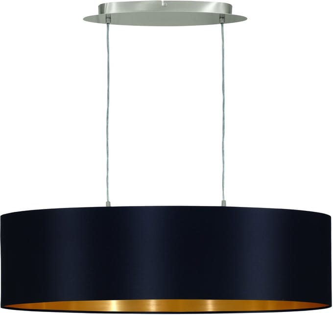 EDI light Maserlo - Hanglamp - 2 Lichts - 78cm - Nikkel-Mat - Zwart, Goud