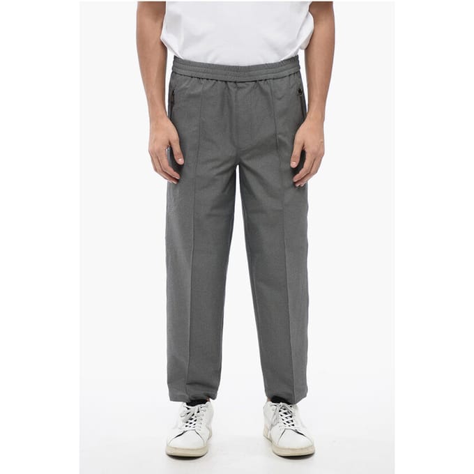 LOUIS-broek van stretchstof met elastische tailleband in grijs
