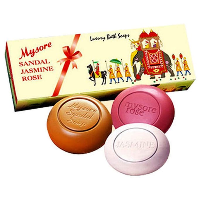 Mysore Sandelhout, Jasmijn en Roos Zeep, 450g (Pakket van 3) pink