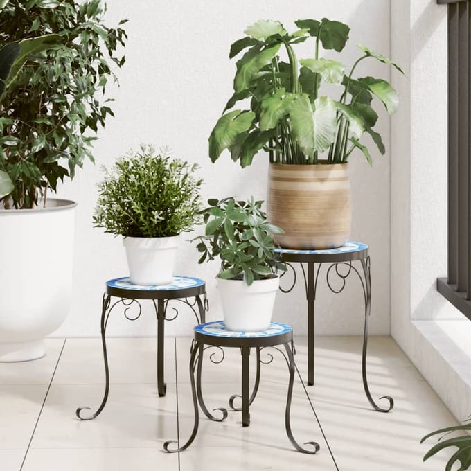vidaXL - Plantenstandaards - 3 - st - keramiek - blauw - en - wit