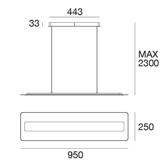 Linea Light LED hanglamp Antille, glas, rechthoekig, koper