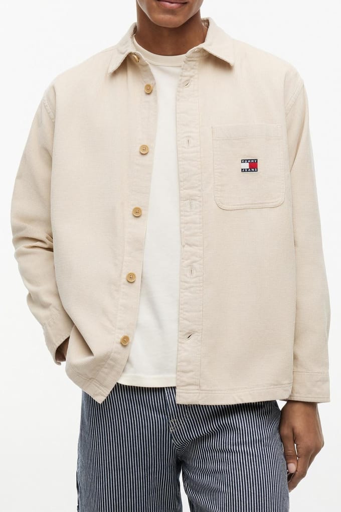 Tommy Hilfiger Brick Cord Overshirt Classic Beige Größe: S | Casual hemden Outlet | Herren | Braun