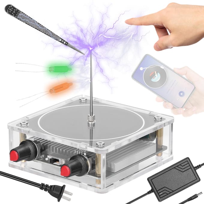 Draagbare handzame Tesla-spoelluidspreker BT-luidspreker Kunstmatige bliksemgenerator Elektrische boog US Plug gray