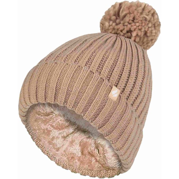 Dames Geribbelde Omgerolde Thermische Geïsoleerde Winter Pompon Muts
