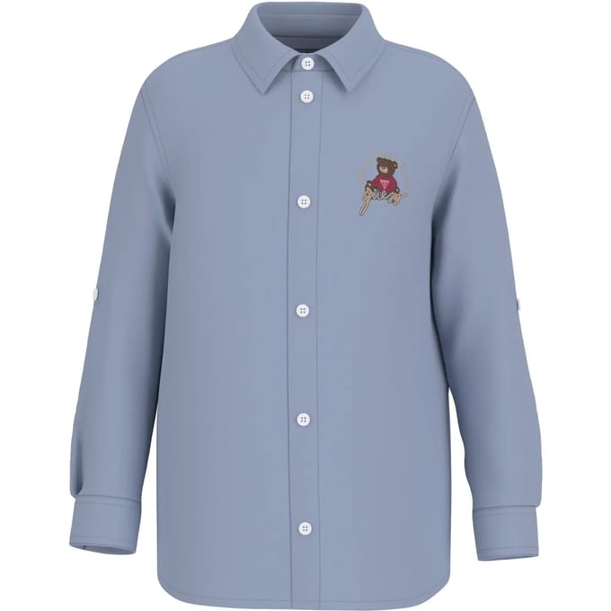 Verstelbare lange mouwen kind shirt Guess Oxford pure white