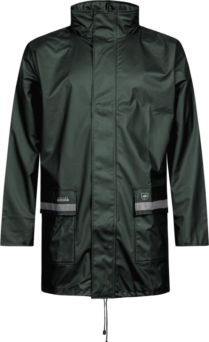 Donkergroen regenjas met reflectie van Lyngsøe Rainwear L