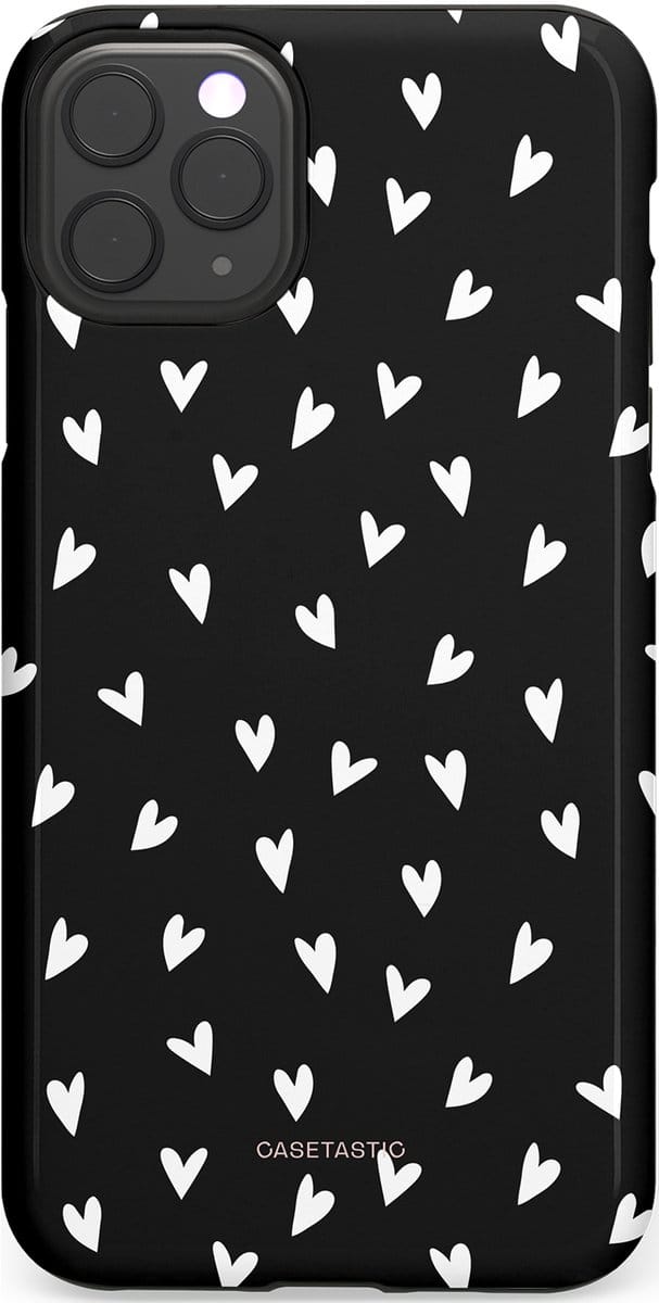 Casetastic hoesje geschikt voor Apple iPhone 11 Pro Max - Dubbellaagse bescherming - Stippen Hart - Fashion Case - Zwart Grijs
