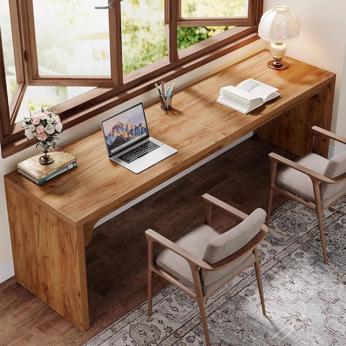 Extra Groot Bureau Hout 180 cm - Lange Werkplek en Computer Tafel voor Thuiswerken