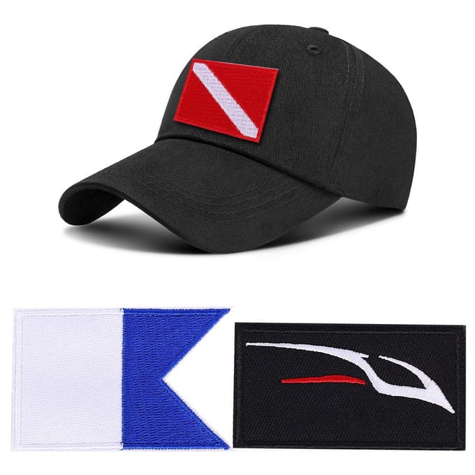 3 STUKS Scuba Duiken Vlag Patch Geborduurde Duiker Badge DIY Accessoires voor Rugzak Hoed red