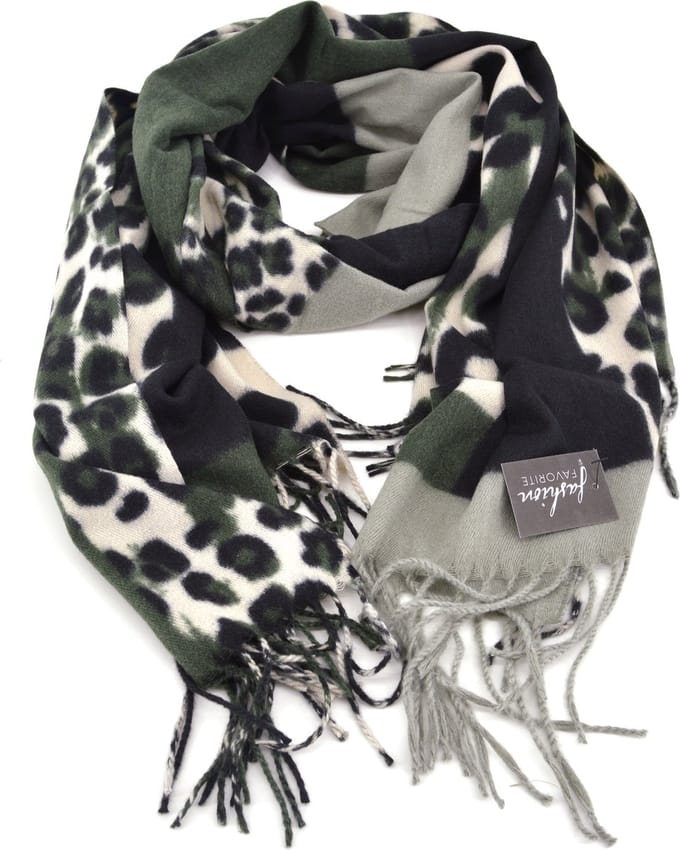 Leopard / Luipaard Sjaal - Groen | 180 x 70 cm | Polyester | Fashion Favorite