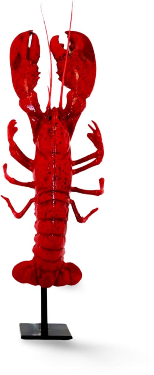 Kunst Kreeft groot op zwarte standaard, 55cm hoog